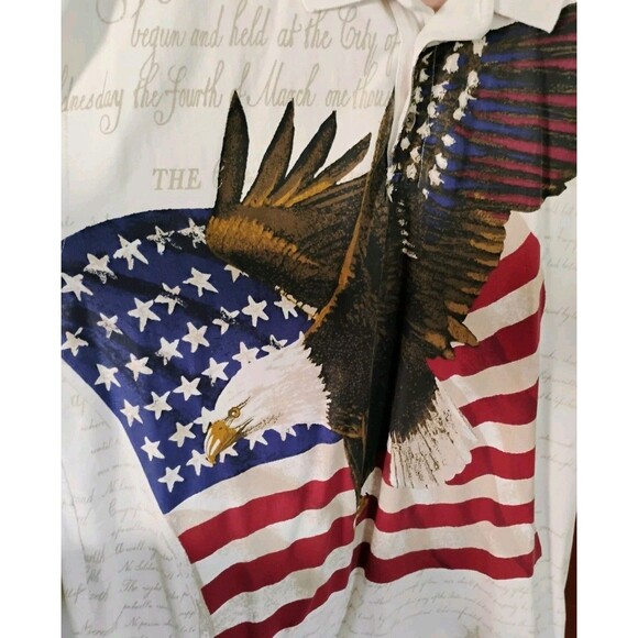 American Summer Clothing Co. Men's Polo Shirt Eagle & US Flag, Size L - Picture 3 of 9